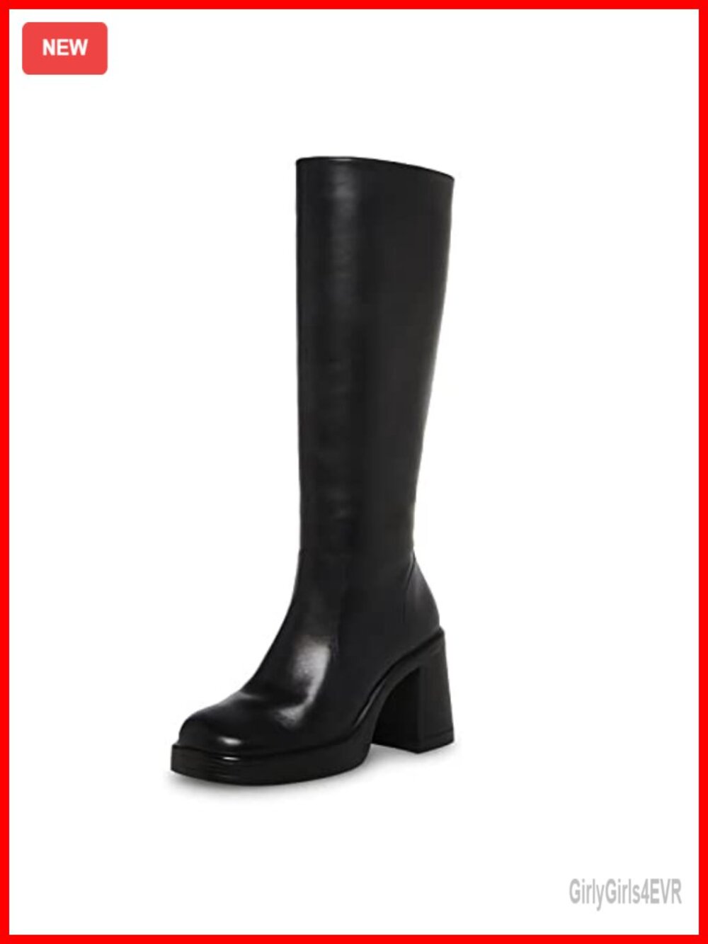 Faux Leather Platform Boots Chunky Block Heel Square Toe Side Zip Booties